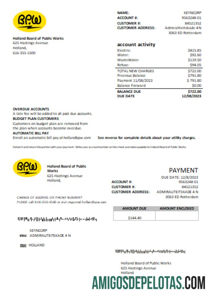 Projeto de lei de negócios de serviços públicos BPW da Holanda, SCR baixar para verificação